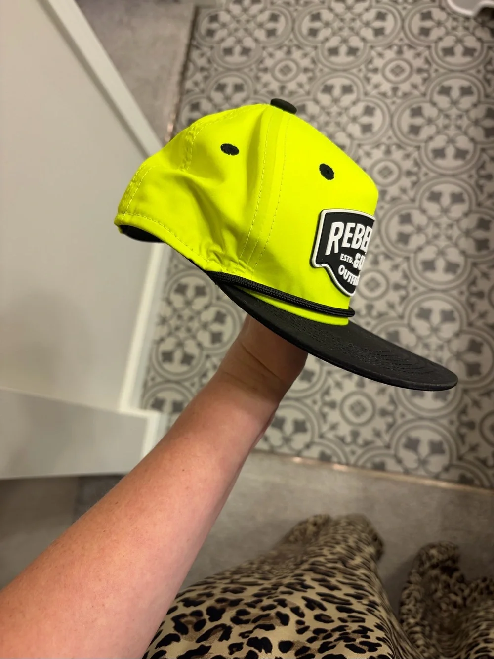 Neon Yellow & Black Kids Cap